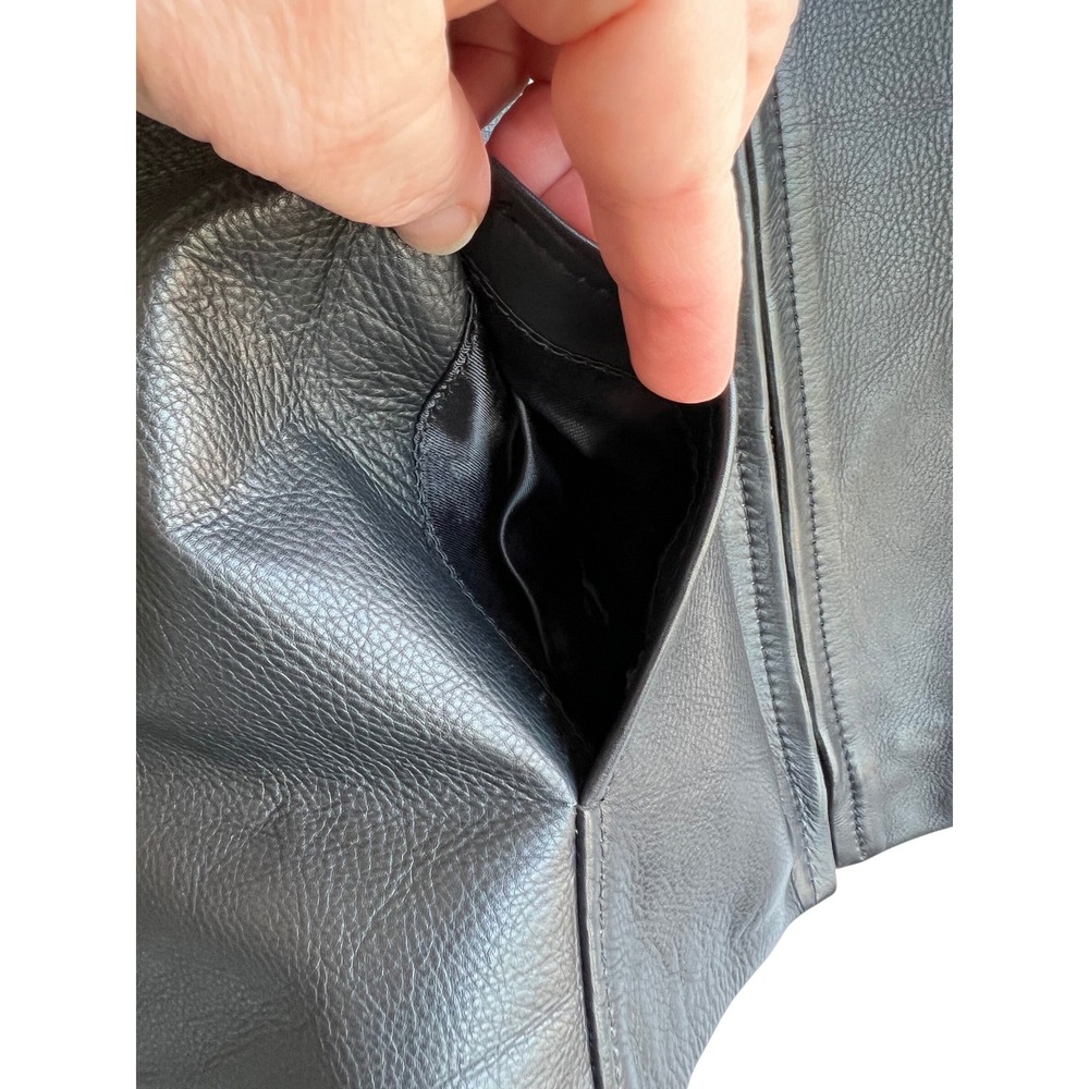 GAP Womens Black Leather Full Zip Jacket Pointed Collar Tailored Fit Size Small - Picture 6 of 9